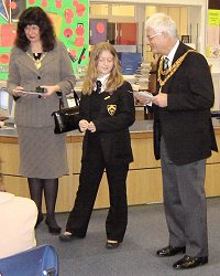 Cassie Screti receiving her Diana Award from the Mayor of Solihull